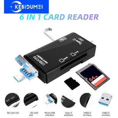 6-in-1 SD USB Typ-C Kartenleser USB 2.0 TF/Micro SD Smart Memory OTG Flash-Laufwerk Kartenleser-Adapter