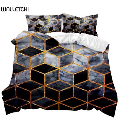 Marble Duvet Cover Set Black White Gold Abstract Marble Texture Printed Black White Double Queen King Size Polyester Bedding Set