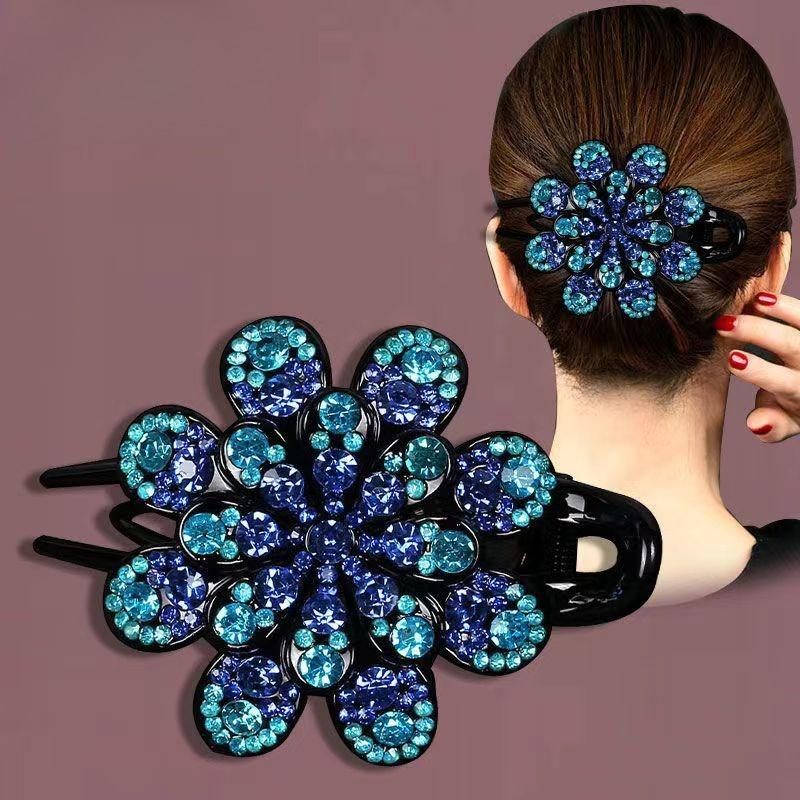 Elegant Vintage Flower Crystal Hair Clip-Large Duckbill Hair Accessory,Flower Shape,Ideal Mother's Day and Valentine's Day Gift