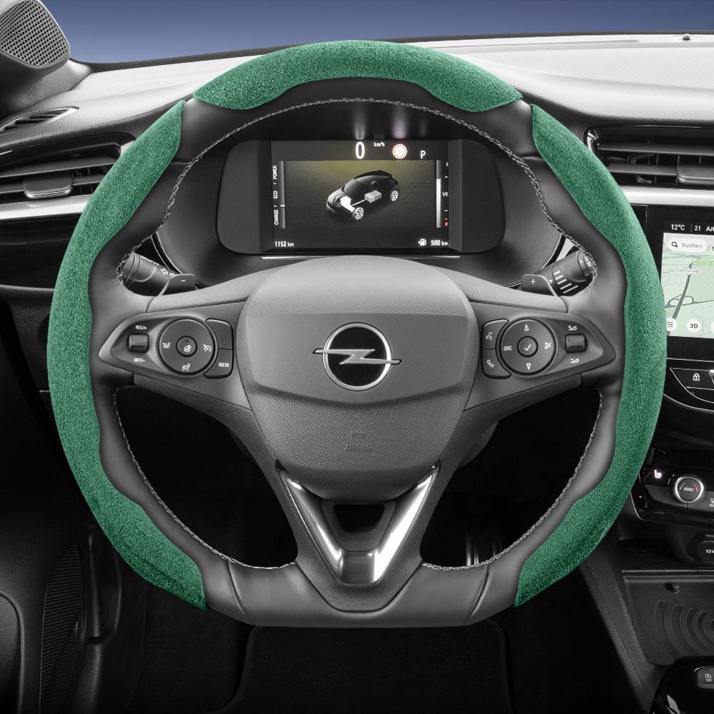 Suitable for Opel Sports Suede Steering Wheel Cover, Split Snap-On Anti-Slip Style, for Models Such As Corsa, Mokka, Astra, Grandland, Combo, Zafira, 