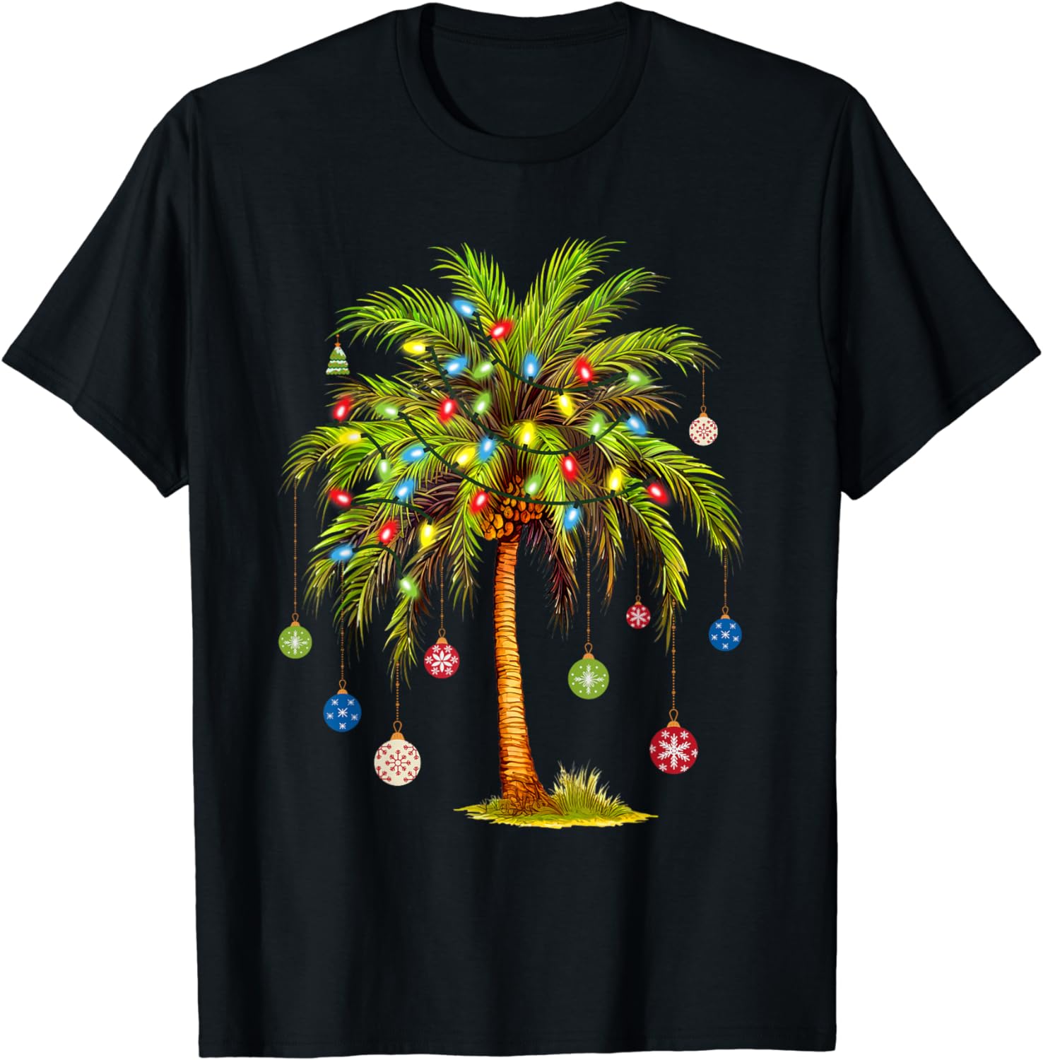 

Christmas Palm Tree Light Hawaiian Tropical Xmas T-Shirt Women Clothes Tops Vintage Aesthetic T Shirts Camisetas Ropa De Mujer 4XL
