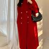 Manteau en laine rouge double face pour femmes Automne et hiver Nouveau design de mode Manteau en laine long populaire