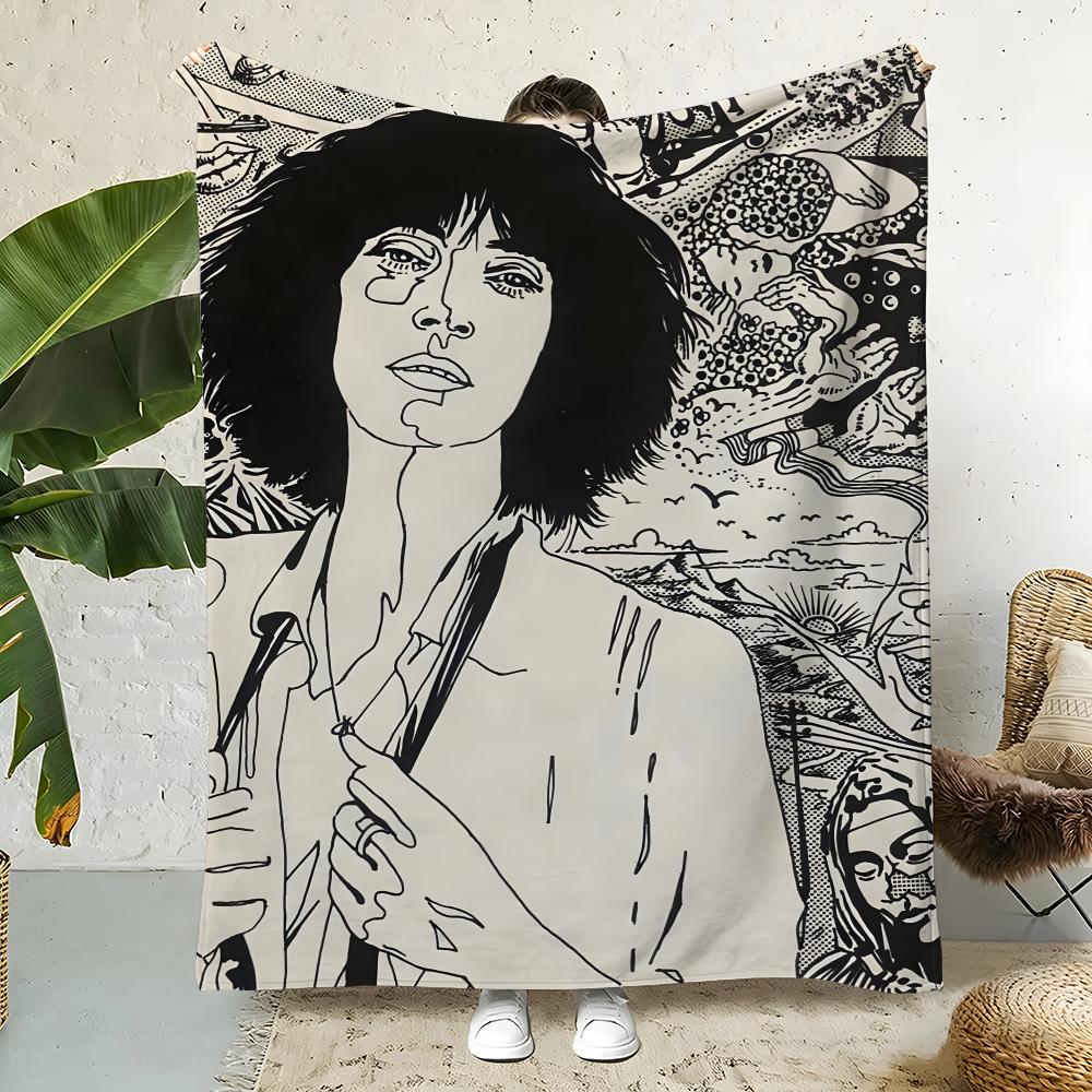 Music P-Patti Smith Throw Flannel Throw Blanket,Bed Home Office Nap Blanket Travel,Camping,Picnic Blanket Soft Decor 75x90cm