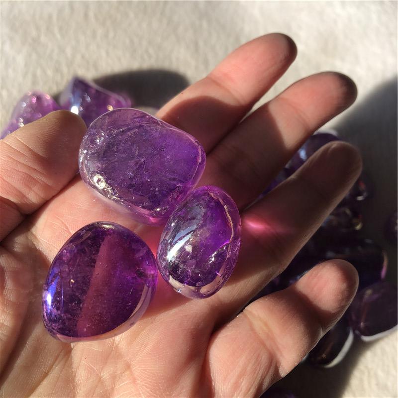 1000g Natural rainbow aura amethyst quartz crystals tumbled stones