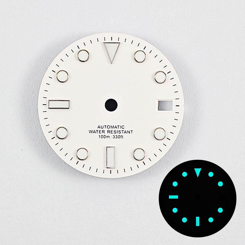 NH35 28.5mm No Logo Watch Dial Sterile Luminous White Black Blue Green For NH35A NH36 High Quality Silver Nail dial Parts