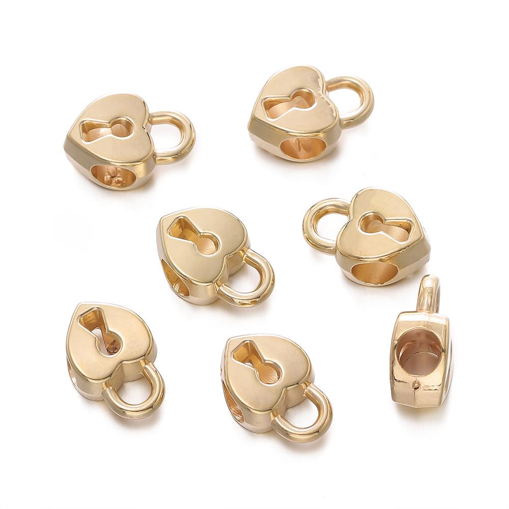 10pc/lot Heart Shape CCB Bead Gold Plated Loose Beads Spacer For Jewelry Making Accessories DIY Necklace Bracelet Charms