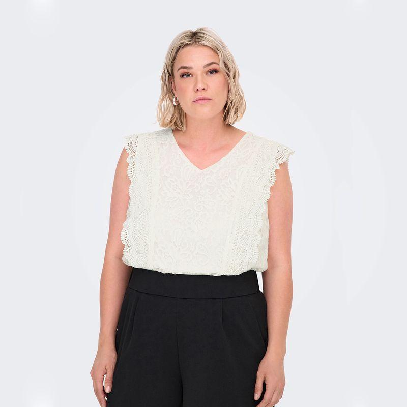 

Plus size V-neck Lace Top White 48