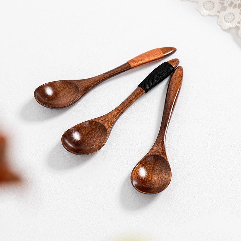 Japanese Craft Wire-Wrapped Wooden Spoon: Round-Mouth Condiment, Children's Soup, Ladle, Dessert & Jam Spoon.