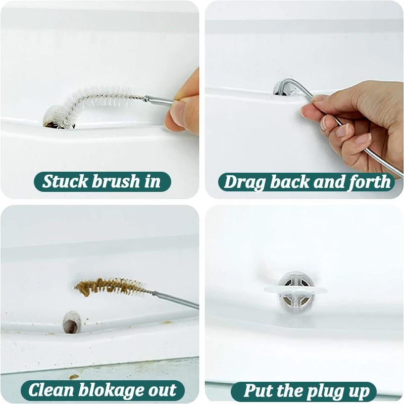 5-Piece Fridge Drain Cleaner Kit – Flexible Brushes & Steel Wool for Clogged Drain Hole, Water Leaks & Odors