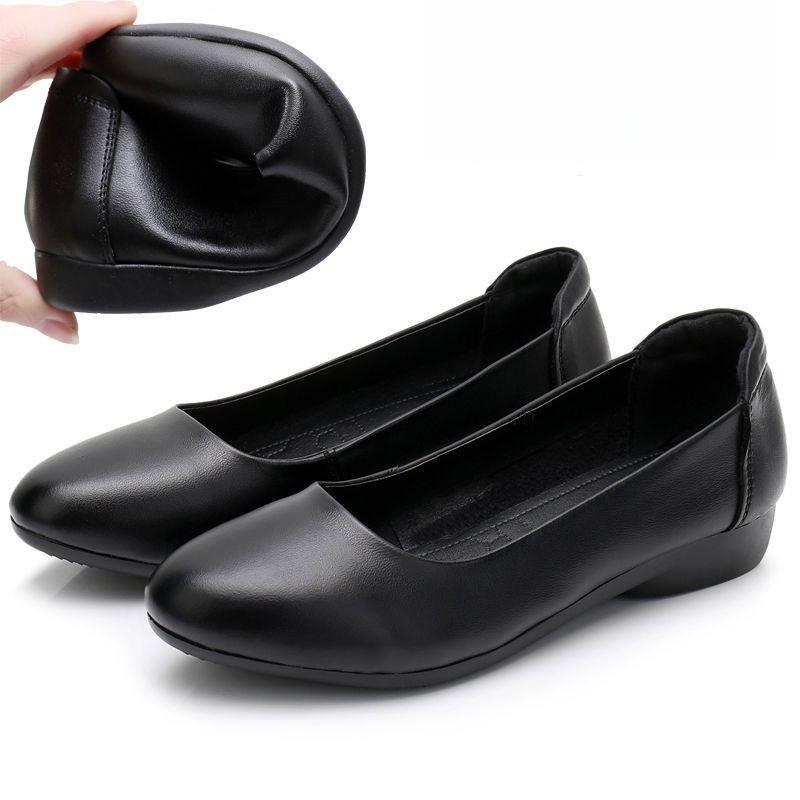 Pracovní obuv Dámská Černá Kariérní Obuv na Pohovor Formální Oblečení Plochý Podpatek Dojíždění Protiskluzová Kožená Obuv Jedna Obuv