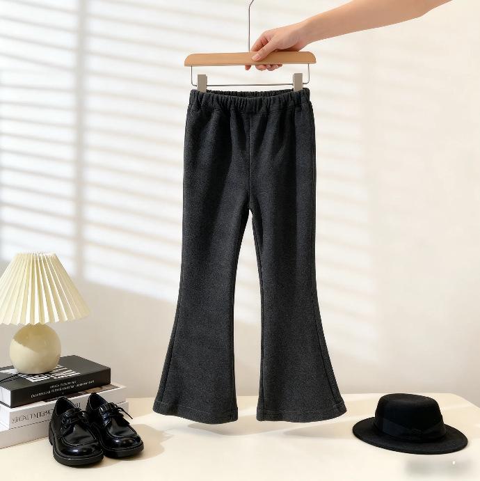 Korean Girls' Autumn Lace Bowknot Hoodie and Flare Pants Set, 2025 New Style