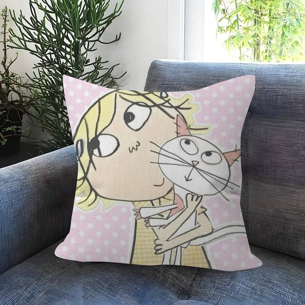 Cushion Cover Car Throw Pillow Case For Sofa Car Christmas Gift Anime C-Charlies L-Lola