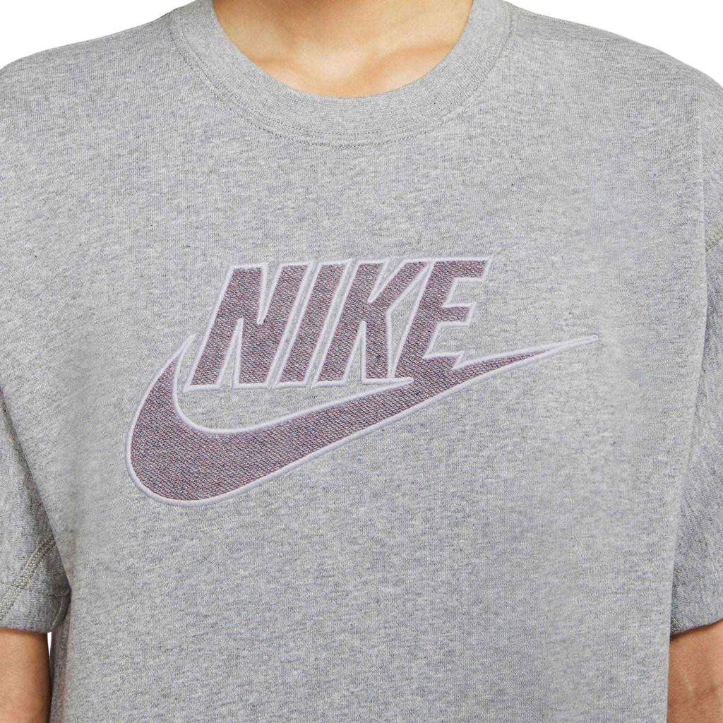 Nike Sportswear Letter Casual Breathable Short Sleeve Dress Women dresses Gray CU6402-063