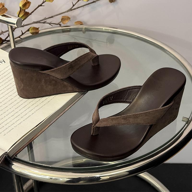 Wedges Women Slippers High Heels Clip Toe Shoes Designer Woman's Sandals Summer 2025 Flip Flops New Sandalias De Mujer