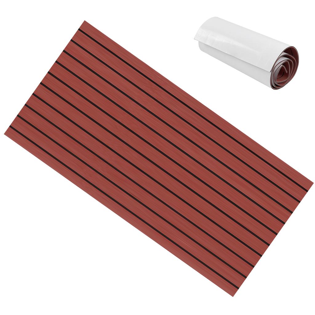 Boat Marine RV Flooring Mat EVA Foam AntiSlip Decking Sheet 240x60cm94.5x23.6in(Dark Brown Black )