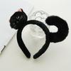 Black Cat Themed Hair Accessories Plush Halloween Styling Tools Cute Animal Ear Hair Ties Party Decorative Headwear