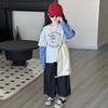 Girls Block Long Sleeve Mock Layer Tee Stylish Spring Autumn Top