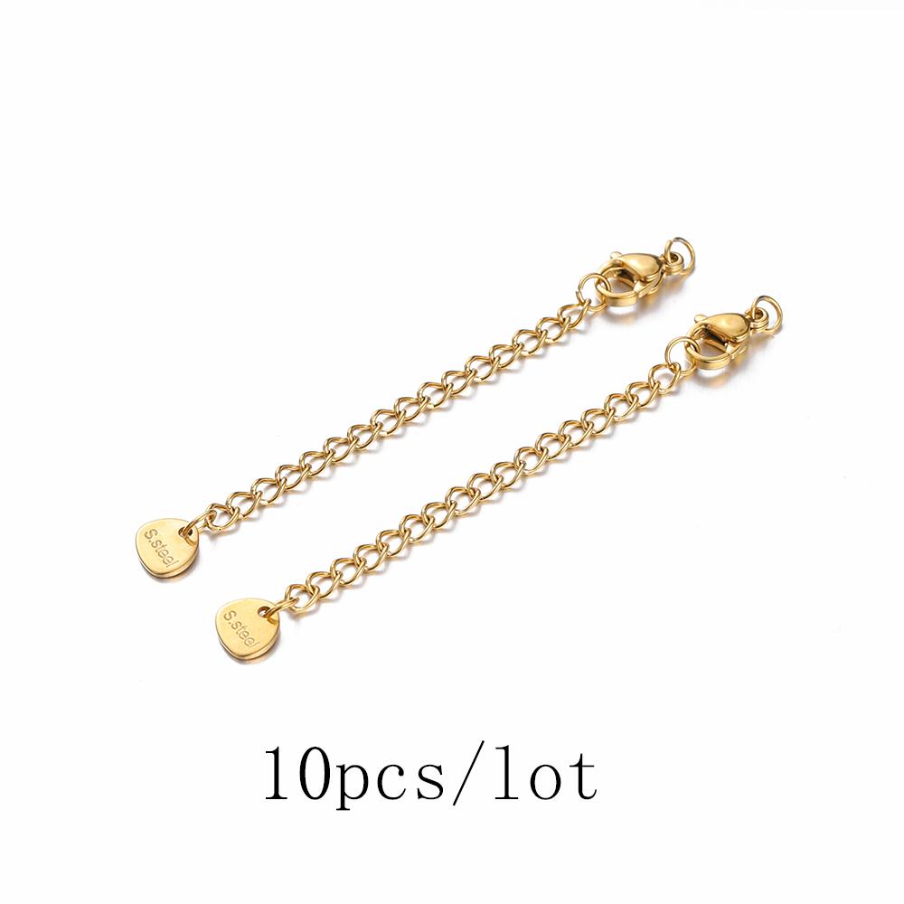 10/50pcs Stainless Steel Extension Chains with Lobster Clasps Connector Link Necklace Tail Making DIY Bracelet Accessories