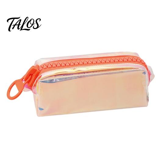Correction Tape Holder Case Iridescent Holographic Pencil Case, Transparent Stationery Bag with Wide Colorful Pen U-Shaped Zipper, Large Capacity