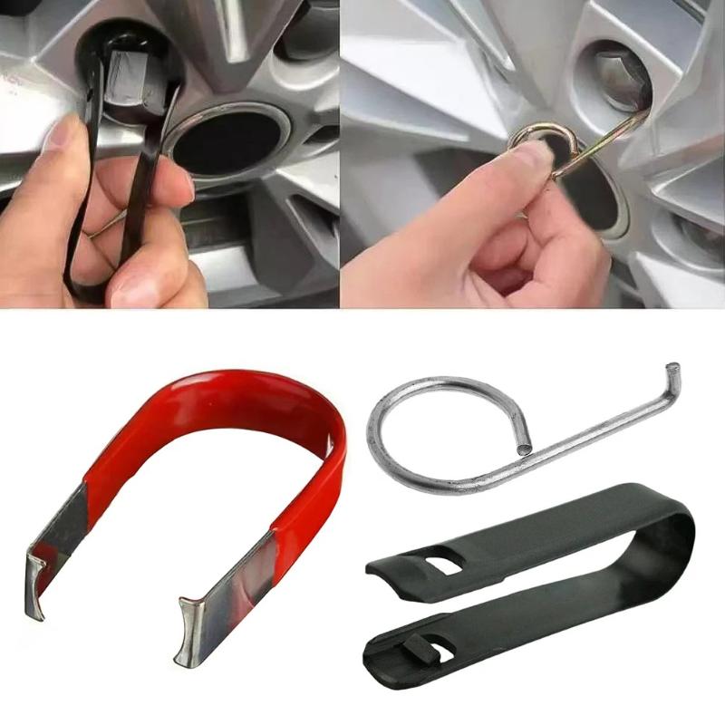 Alloy Wheel Nut Bolt Covers 3pcs Set Car Maintenance Accessories with Puller Remover for DIY Tire Services 3pcs