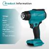 18V Heat Gun No Battery Shrink Wrapping Tool Hot Air Gun Air Dryer Soldering Thermal Blower with LED Display Hand Tool