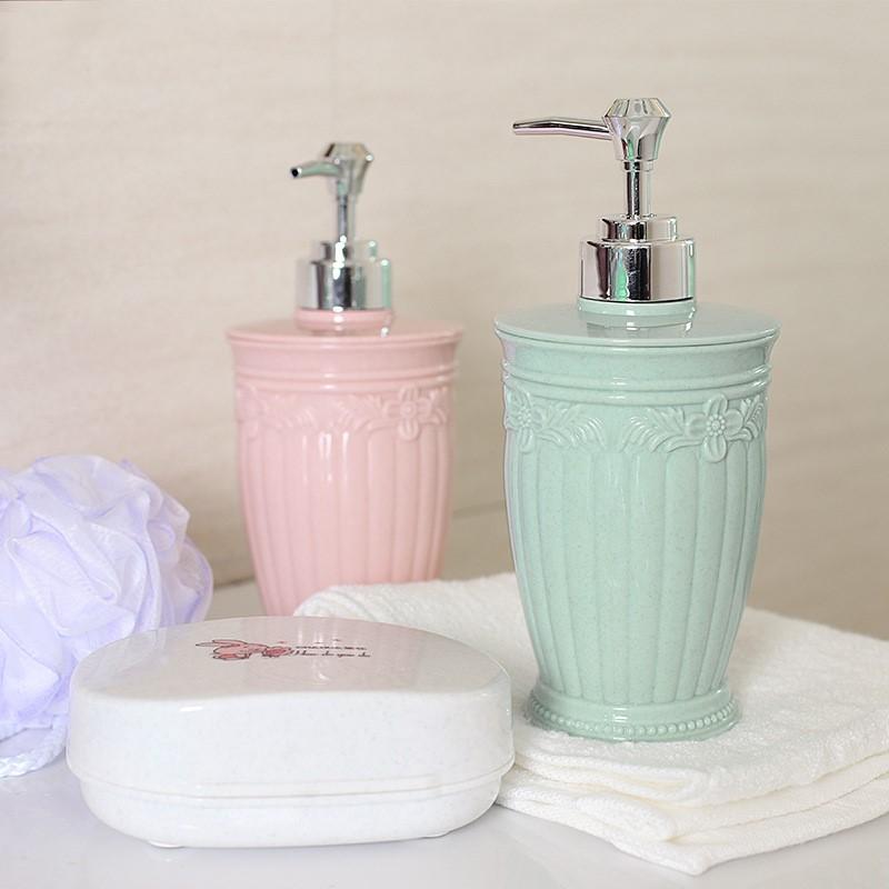Fashion Stained Carved Glass Liquid Soap Dispenser Bathroom Sanitizer Bottle Hand Pump Emulsion Shampoo Bath Shower Gel Press