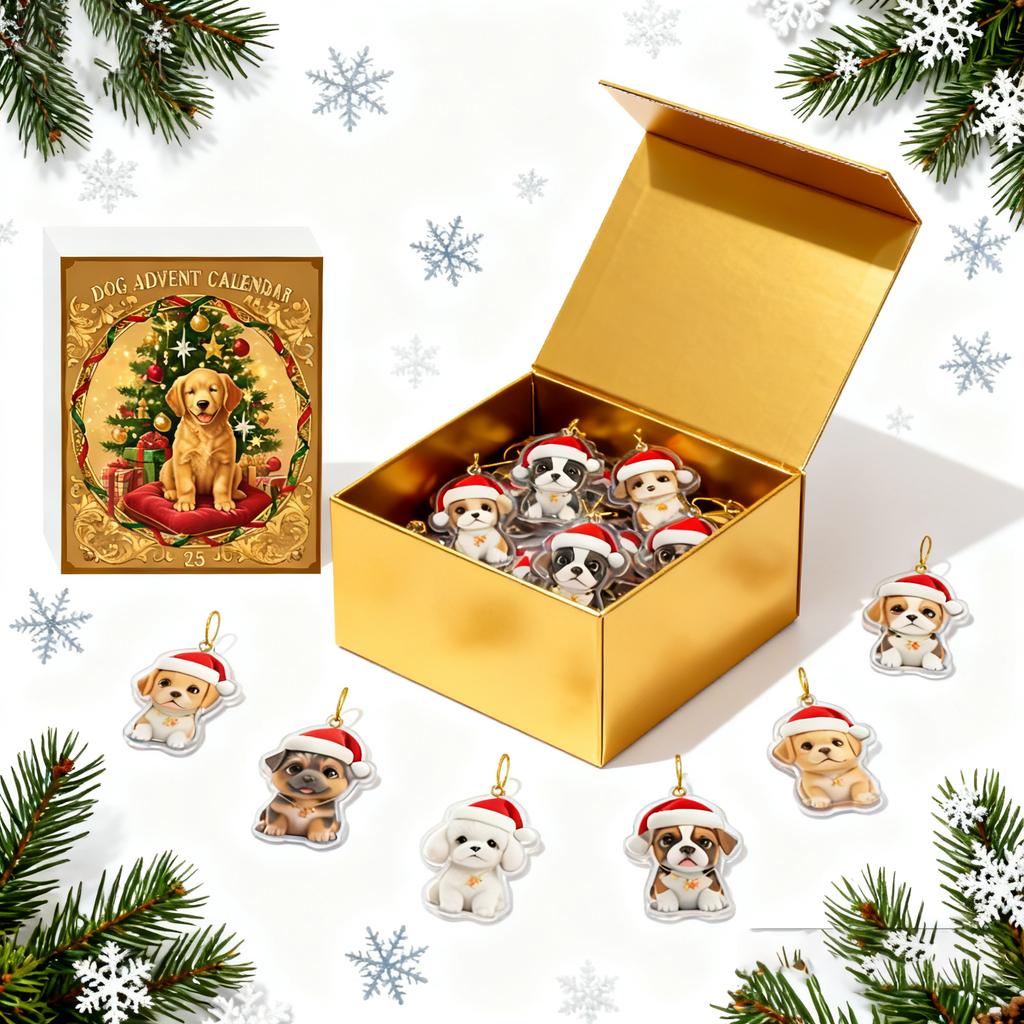 2D Flat Acrylic Mystery Box 24pcs Pendant With Airplane Box Funny Christmas Countdown Calendar