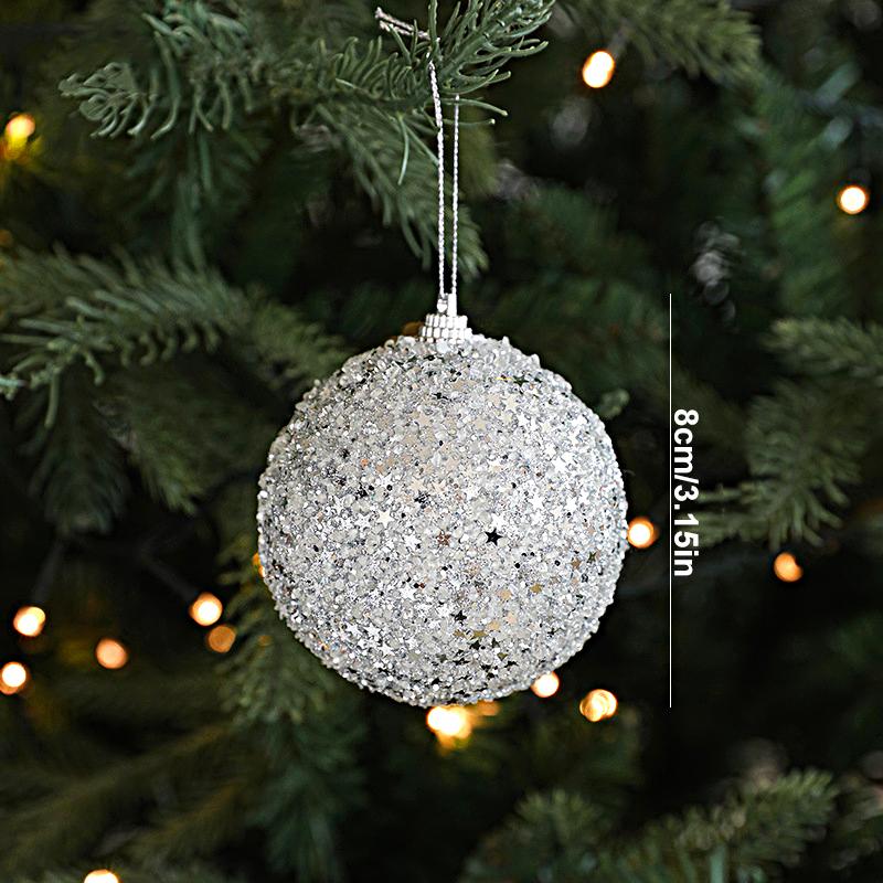 Luxury Silver Shining Christmas Tree Pendant & Drop Ornament Foamed Plastic  Christmas Ball Ornaments Home New Year Decoration