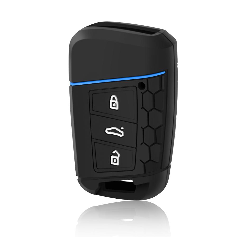 

3 Button Silicone Remote Car Key Case Cover For VW PASSAT B8 Skoda Kodiaq Superb A7 Car Keyless Fob Shell Holder Protector синий