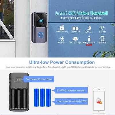 Smart Video Doorbell, High-definition Wireless WiFi Security Camera, Security Video Intercom System, with Infrared Night Vision