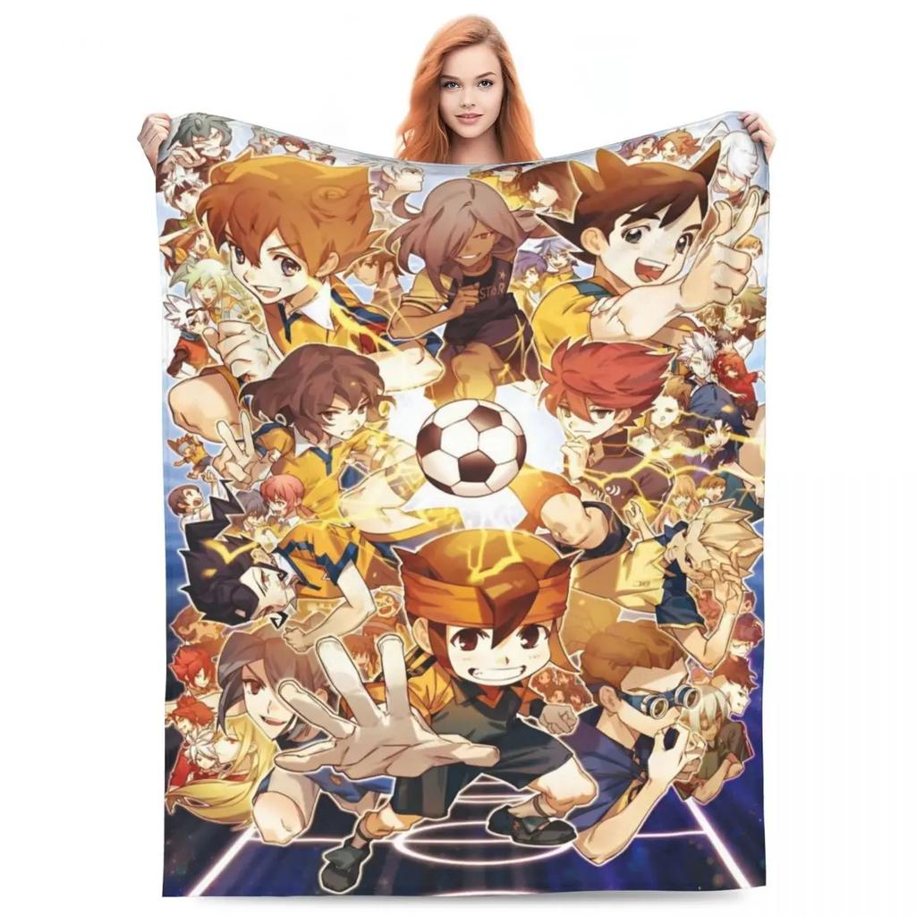 Inazuma Eleven Decken Flanell Textil Dekoration Videospiel Sportspiel Atmungsaktiv Weich Überwurfdecken für Zuhause Reise Steppdecke