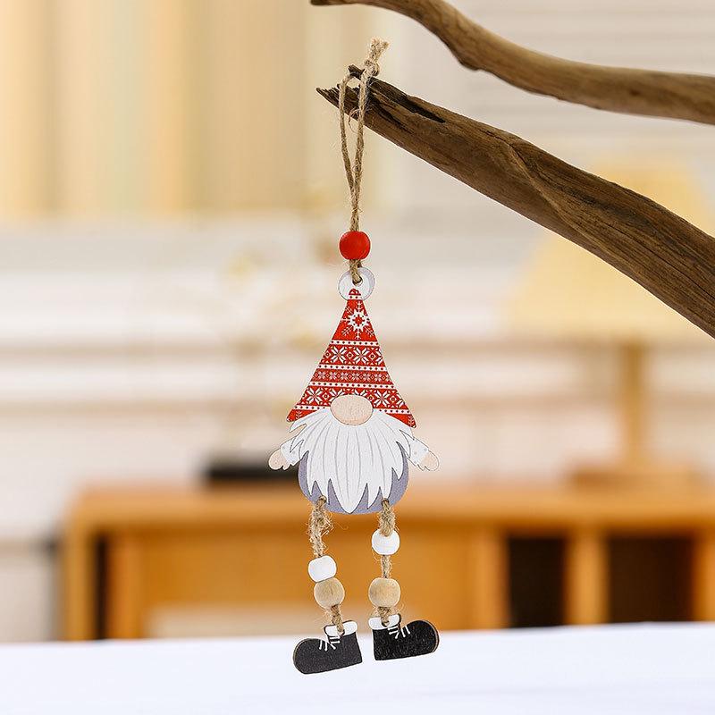 Wooden Faceless Old Man Christmas Ornaments with Legs – Small Tree Pendant Decoration