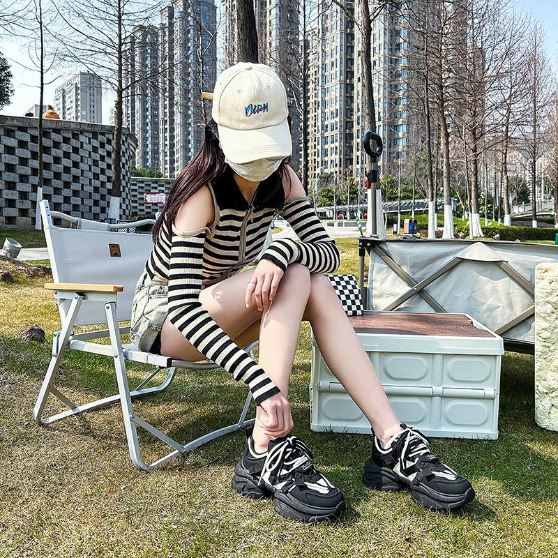Daddy Shoes Women's Spring New Thick-soled 6cm Korean Style Casual Shoes Women's Explosive Style Round Toe Sneakers