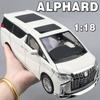 1/18 Toyota Alphard MPV Alloy Die Cast Toy Car Model Sound and Light Children's Toy Collectibles Birthday Gift