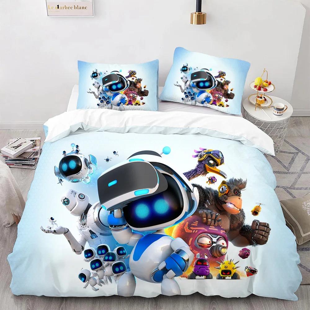 Astro Bot Cute Cartoon Bedding Set Duvet Set Single Double Bed King Size Bed Set Adult Boys Bedroom Duvet Cover Pillow Case