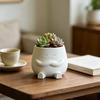 Mini Flowerpot Cute Desktop Planter 3D Printed Healing Smiling Face Creative Green Plant Pot for Home