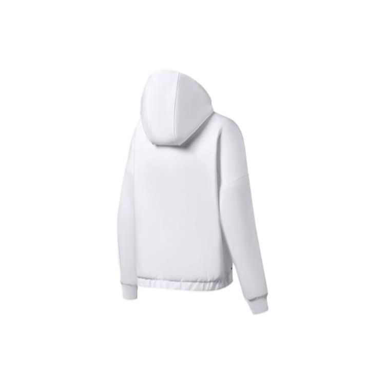 Li Ning Plain Letter Print Drawstring Hoodie Long Sleeve Sweatshirt Women Tops White AWDSB02-1