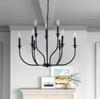 Contemporary Minimalist Wrought Iron Branch Chandelier for Living Room, Dining Room, Bedroom, Farmhouse, or Balcony Lighting.