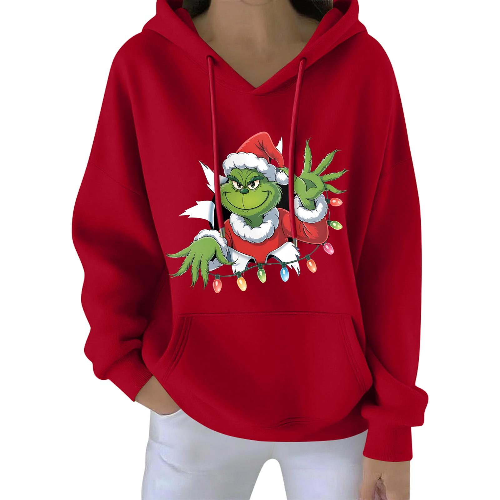 

Жіноче Різдвяне Худі Смішне Миле Різдвяне Святкове Світшот Пуловер L червоний