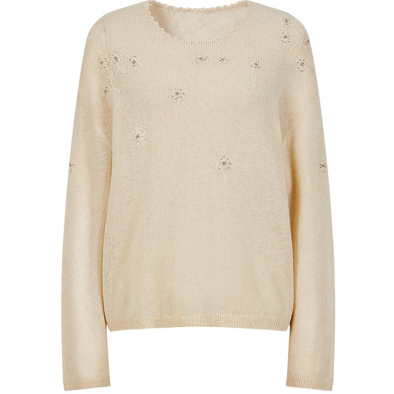 JUZI Annakol Women's Studded Floral Lyocell Wool Knit Sweater