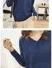 Women's V-Neck Knit Sweater: Large Size, Loose Fit, Slimming, Solid Color, Perfect for Early Autumn and Winter