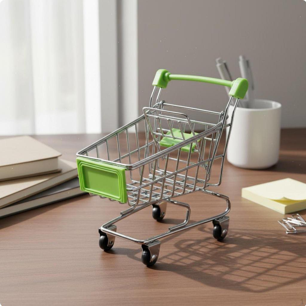 Mini Shopping Cart Moving Wheels Small Metal Toy Cute Gift Miniature Supermarket