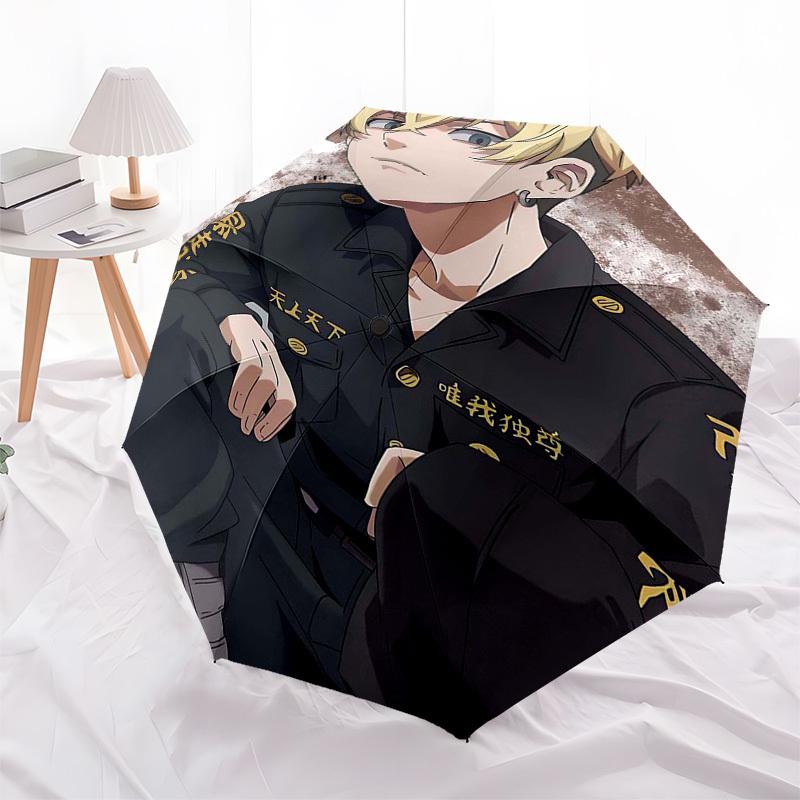 

1pc Golden Kamuy: Rengoku Kyojuro Outdoor Umbrella - Automatic Opening/Closing, Portable 3-Fold Design, 8-Bone Iron Frame, Perfect Gift for Fans, Trav