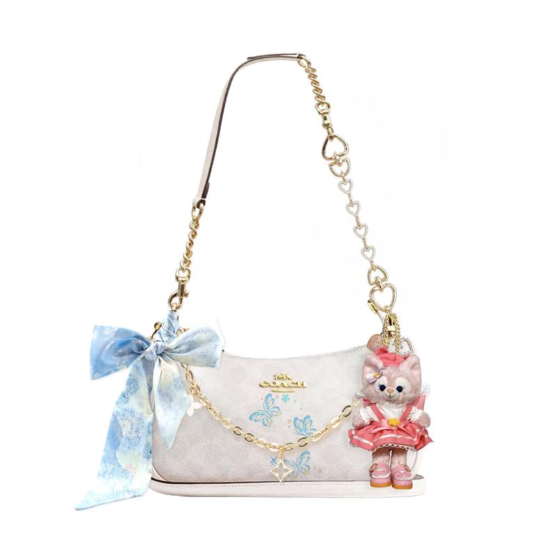 

COACH shoulder bag [Customized bag] Teri 25 brand micro-label detachable strap bow silk scarf extension chain printed Fengqingyang basic style білий
