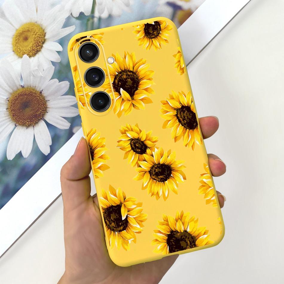 For Samsung Galaxy S23 FE Fashion Sunflower Butterfly Painted Case For Samsung S23FE 5G S 23fe SM-S711B Soft Silicon Jelly Cases