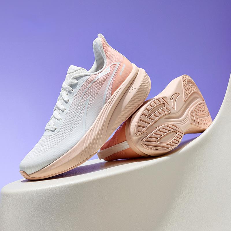 Anta Cloud Tracking Comfortable Fashion Shock Absorbing Durable Low Top Training Running Shoes Women Sneaker Paper-White Peach-Orange 122515522-2