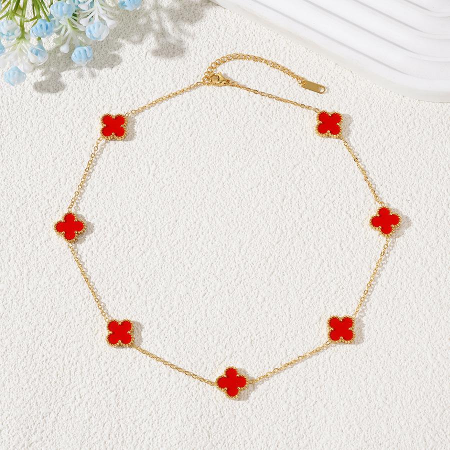 7 Flowers 13mm Double-sided Titanium Steel Four-leaf Clover Necklace Does Not Lose Color 18k Light Luxury Ladies Necklace