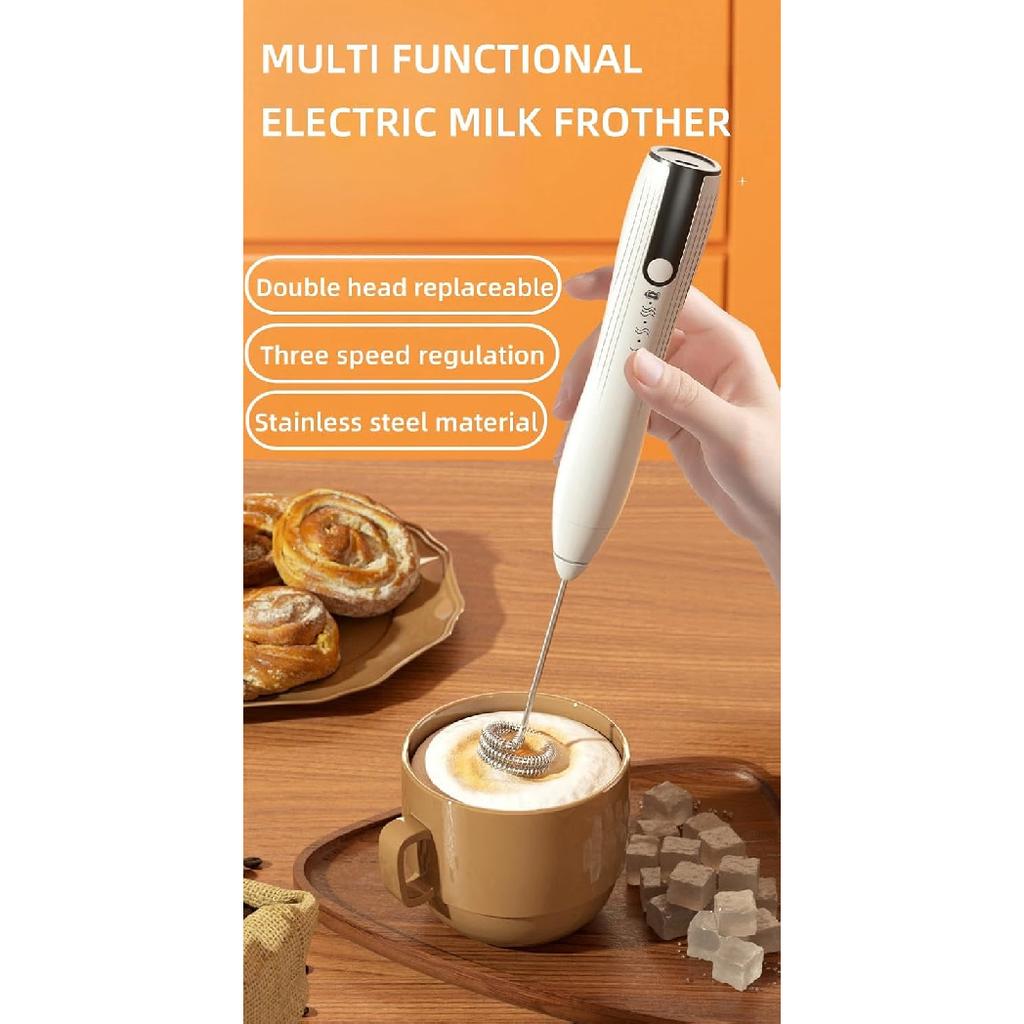 Immersion Blender Handheld, 2-in-1 Hand Blender Electric with USB Rechargeable 3 Speeds, Stainless Steel Blade Stick Blender with Whisk, for Coffee