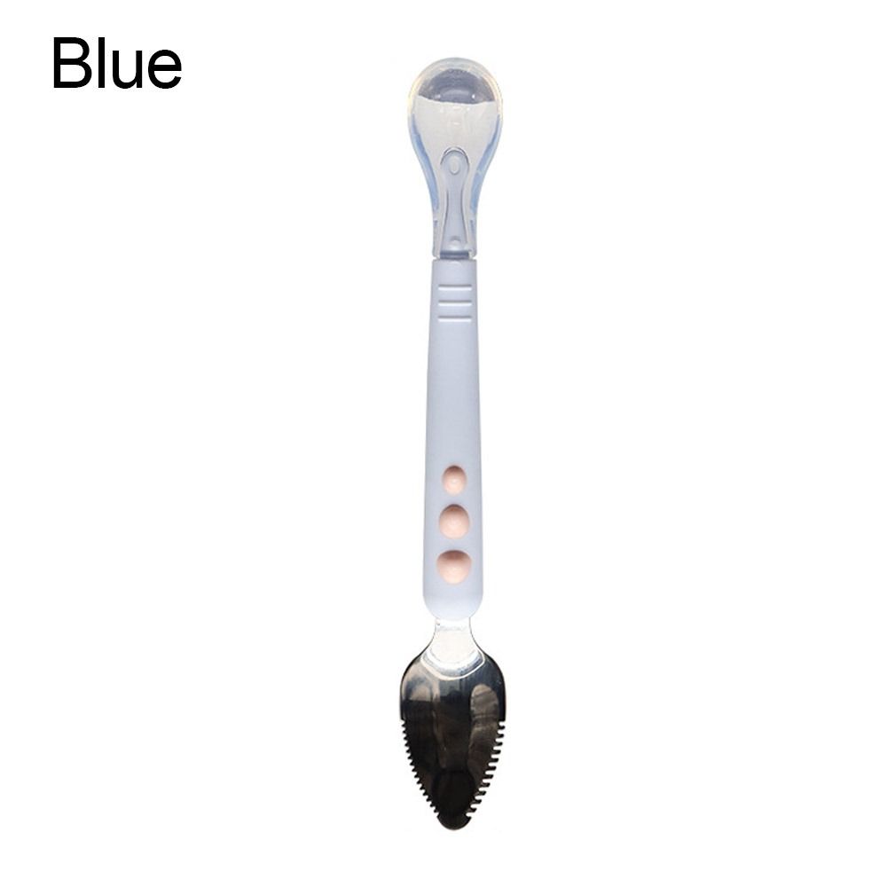 Double-Ended Complementary Food Spoon Silicone Feeding Spoon Durable Fruit Scraper Spoon