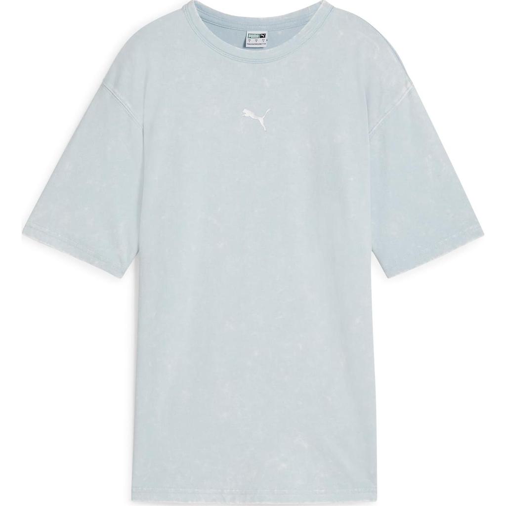 Puma Solid Logo Crew Neck Loose Short Sleeve T-Shirt Women Tops Frosted-Dew 626801-26